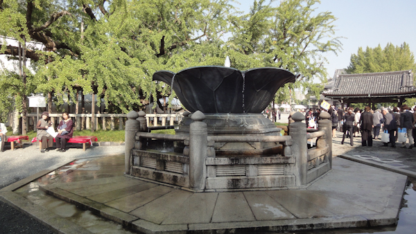 a large outdoor fountain that resembles a flower